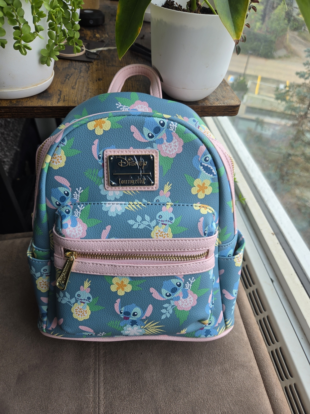 Loungefly Blue & Pink Kids Mini Backpack - Stitch Floral